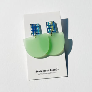 Gia Bright Green and Grid Earrings