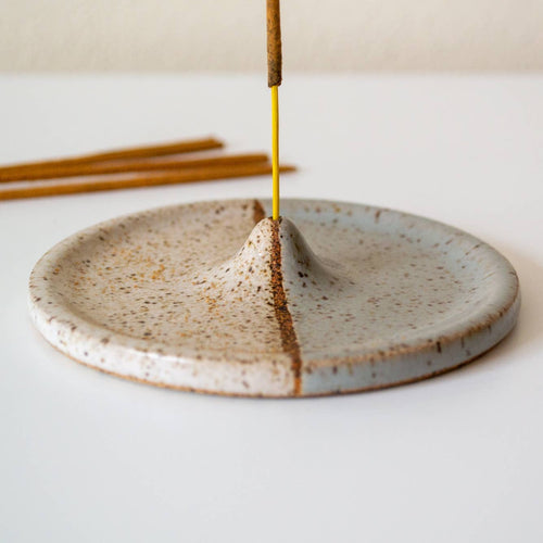 Ceramic Incense Holder - Gray and White Color Block