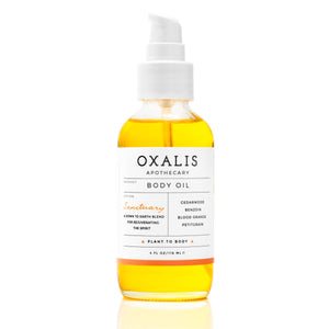 Oxalis Sanctuary Body Oil with Blood Orange and Cedarwood Scents