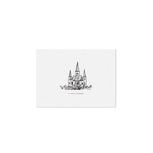 Mini 5x7 St Louis Cathedral Illustration, New Orleans Art Print