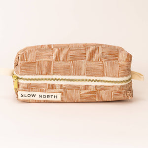 Travel Pouch with Burnt Orange Lines Pattern