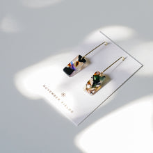 Ada - Gold and Rectangular Resin Dangle Earrings