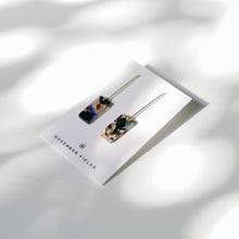 Ada - Gold and Rectangular Resin Dangle Earrings