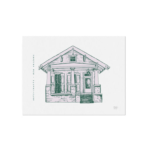 Arts + Crafts Cottage - New Orleans Homes Illustration Art Print