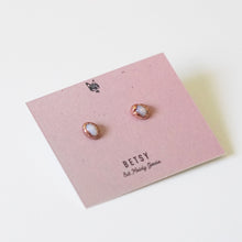 Small Silver Opal Oval Studs by Betsy Lopez