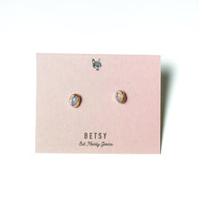 Small Silver Opal Oval Studs by Betsy Lopez
