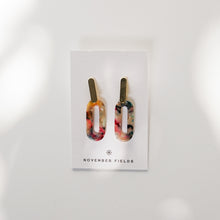Billie - Multi-Colored Oval Resin w/ Gold Plated Bar Studs Earrings