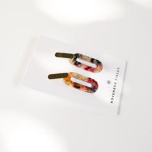 Billie - Multi-Colored Oval Resin w/ Gold Plated Bar Studs Earrings