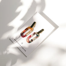 Billie - Multi-Colored Oval Resin w/ Gold Plated Bar Studs Earrings