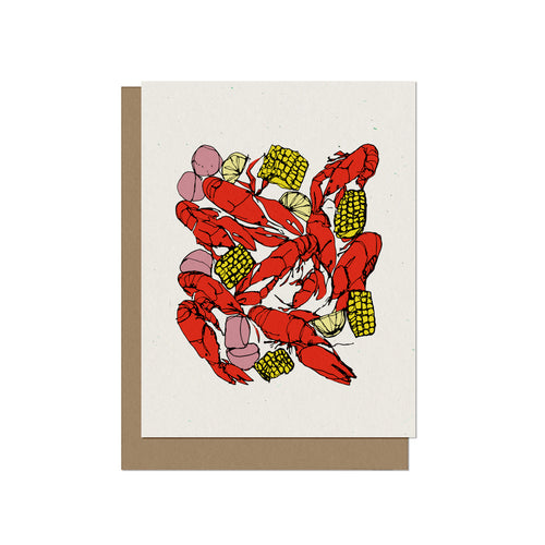 Crawfish Boil Contour Illustration Blank Card
