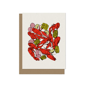 Crawfish Boil Contour Illustration Blank Card