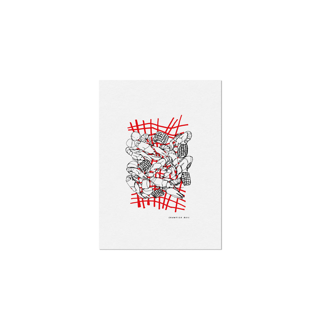 5x7 Mini Contour Red/Black Crawfish Boil Art Print