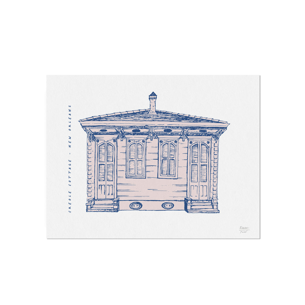Creole Cottage - New Orleans Homes Illustration Art Print