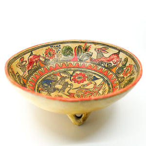 Vintage Mexican Folk Art Footed Bowl