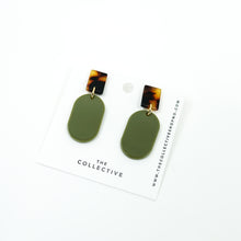 Dot - Dark Tortoise and Olive Green Earrings