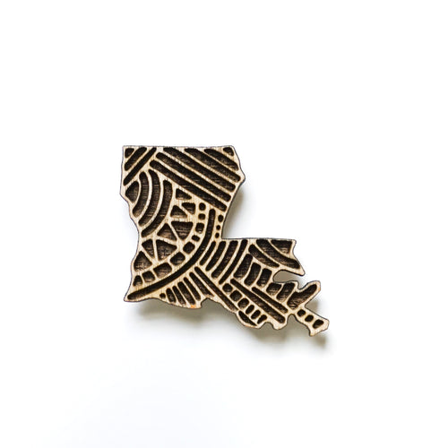 Louisiana State Wooden Magnet