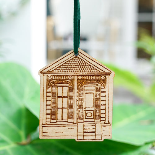 New Orleans Shotgun House Wood Ornament
