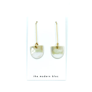 London - Modern Double Glazed Porcelain and Gold Plated Hook Earrings