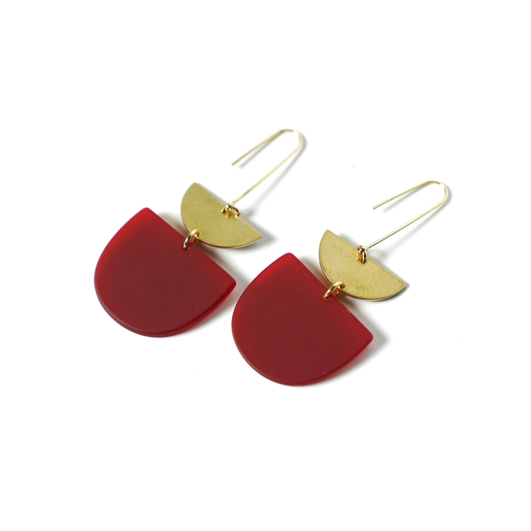 Gold and Red Resin Earrings