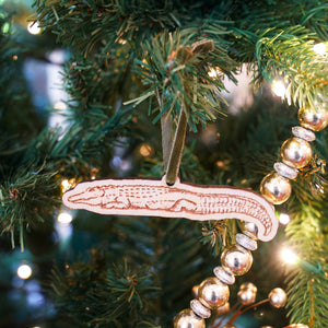 Birch Wood Engraved Alligator Ornament