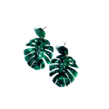 Leilani - Large Monstera + Sunshine Acetate Earrings