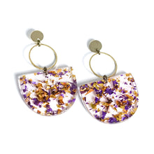 Cleopatra - Purple and Gold Glitter Acetate Earrings