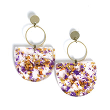 Cleopatra - Purple and Gold Glitter Acetate Earrings