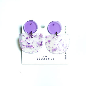 Olympia Purple Glitter Flakes Earrings