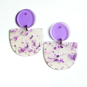 Olympia Purple Glitter Flakes Earrings