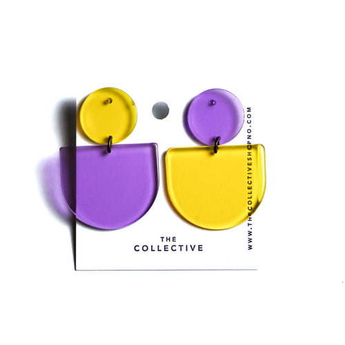 Olympia Purple and Yellow Transparent Acetate Earrings