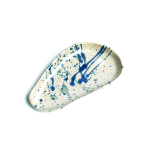 St.Claude - Gray and Blue Splatter - Small Modern Organic Ceramic Dish No.3