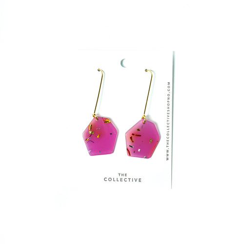Maya - Gold and Glitter Resin Dangle Earrings