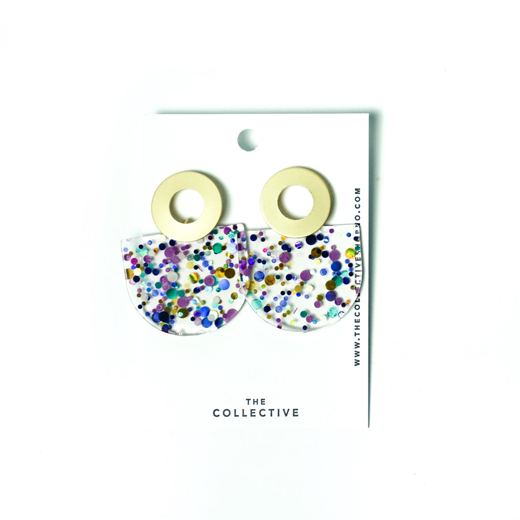 Lulu - Matte Golds and Glitter Resin Earrings