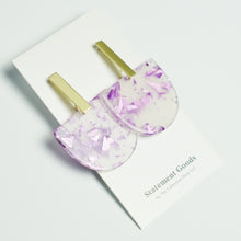 Iris - Matte Purple Glitter Resin w/Matte Gold Bar Studs Earrings