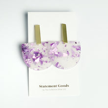 Iris - Matte Purple Glitter Resin w/Matte Gold Bar Studs Earrings