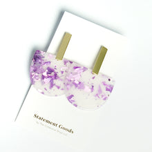Iris - Matte Purple Glitter Resin w/Matte Gold Bar Studs Earrings
