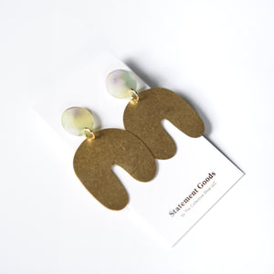 Poydras Modern Brass and Resin Mardi Gras Earrings