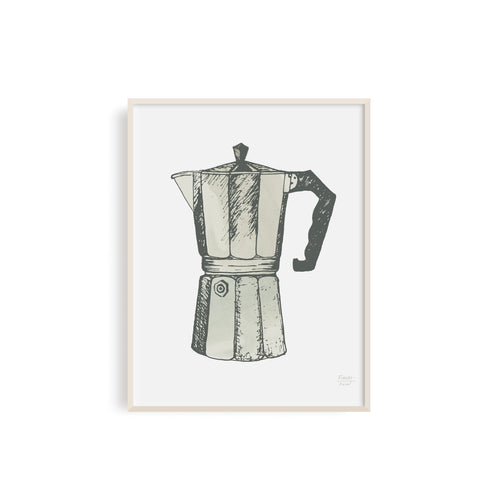 Espresso Coffee Maker Kitchen Art Print - Neutral