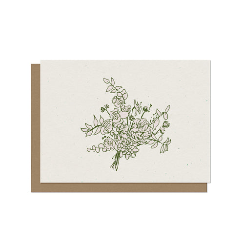Pink and Green Floral Bouquet - Blank Card