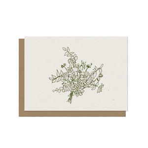 Pink and Green Floral Bouquet - Blank Card