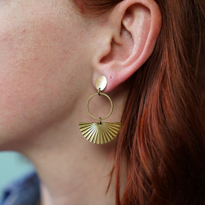 Fran Raw Brass Fan Dangle Earrings