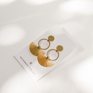 Fran Raw Brass Fan Dangle Earrings