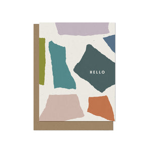 Hello Torn Shapes Blank Card