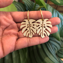 Gold Monstera Hoops Earrings