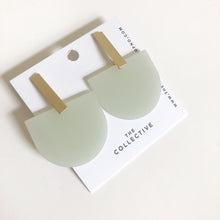 Iris - Frosted Green Resin w/Matte Gold Bar Studs Earrings