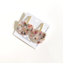 Iris - Multi-Colored Resin w/Matte Gold Bar Studs Earrings