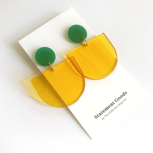 Olympia Yellow and Green Mardi Gras Earrings