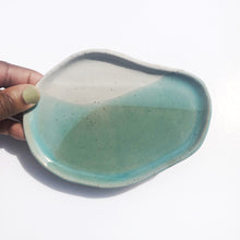 Milan - Double Dipped Medium Modern Organic Ceramic Dish No.2 - White and Sea Glass