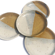 Dillard - Double Dipped Small Hand-formed Ceramic Trinket/Ring Dishes - White / Light Blue / Tan