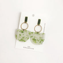 Peyton - Matte Green Glitter Acetate w/Green Studs Earrings